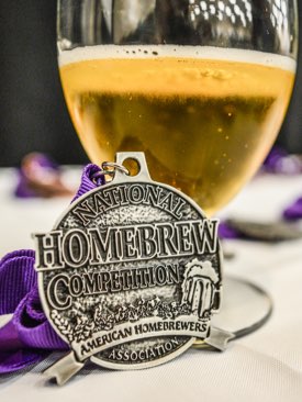 Photo of AHA National Homebrew Competition medal.  And a beer.